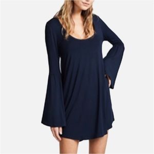 Chaser Cool Jersey Knit Bell Flared Sleeve Scoop Neck Hi-Lo Dress S